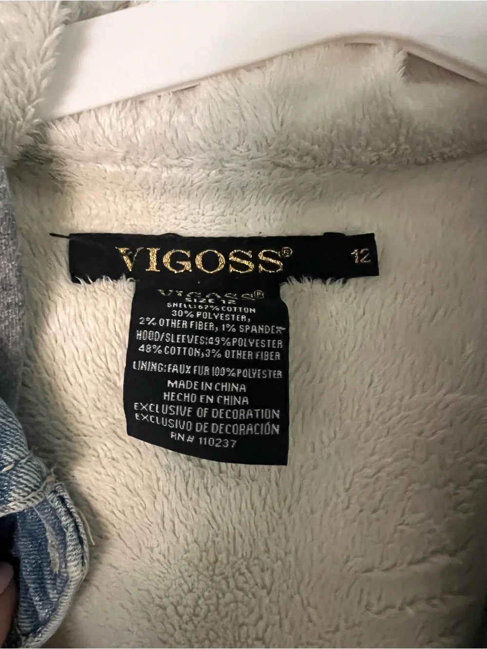 Vigoss Light Blue Denim Jacket with Gray Sleeves & Colorful Patches